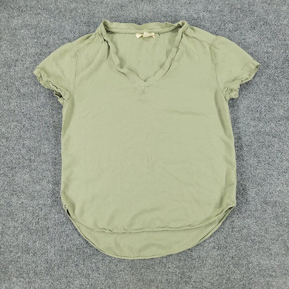 Olive Green V-Neck Women's Top